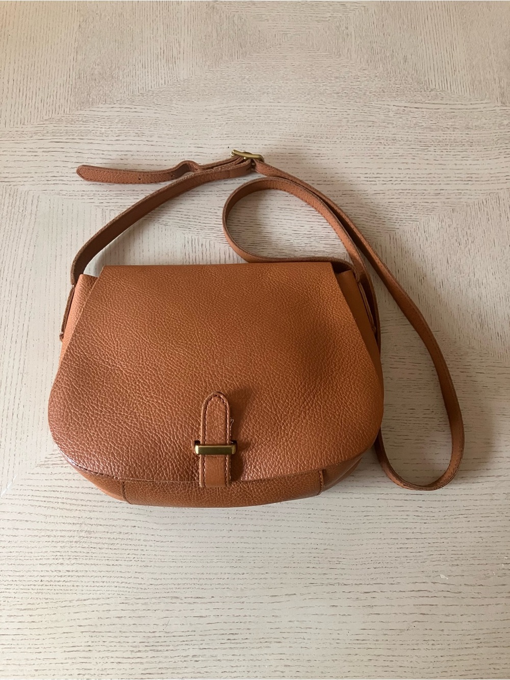 Mark & Graham Tan Leather Pebbled Crossbody Bag